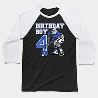 Kids 4 Year Old Ice Hockey Themed Birthday Party 4Th Boy Baseball T-Shirt